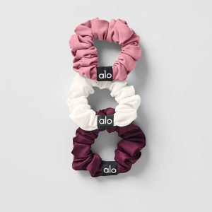 Fresh Mini Scrunchie (3-Pack) - Burgundy/Pink Wild Rose/Ivory