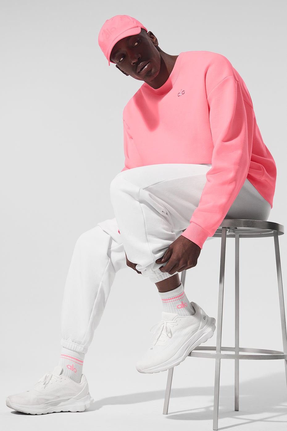 Unisex Half-Crew Throwback Sock - White/Neon Bubblegum - Image 3